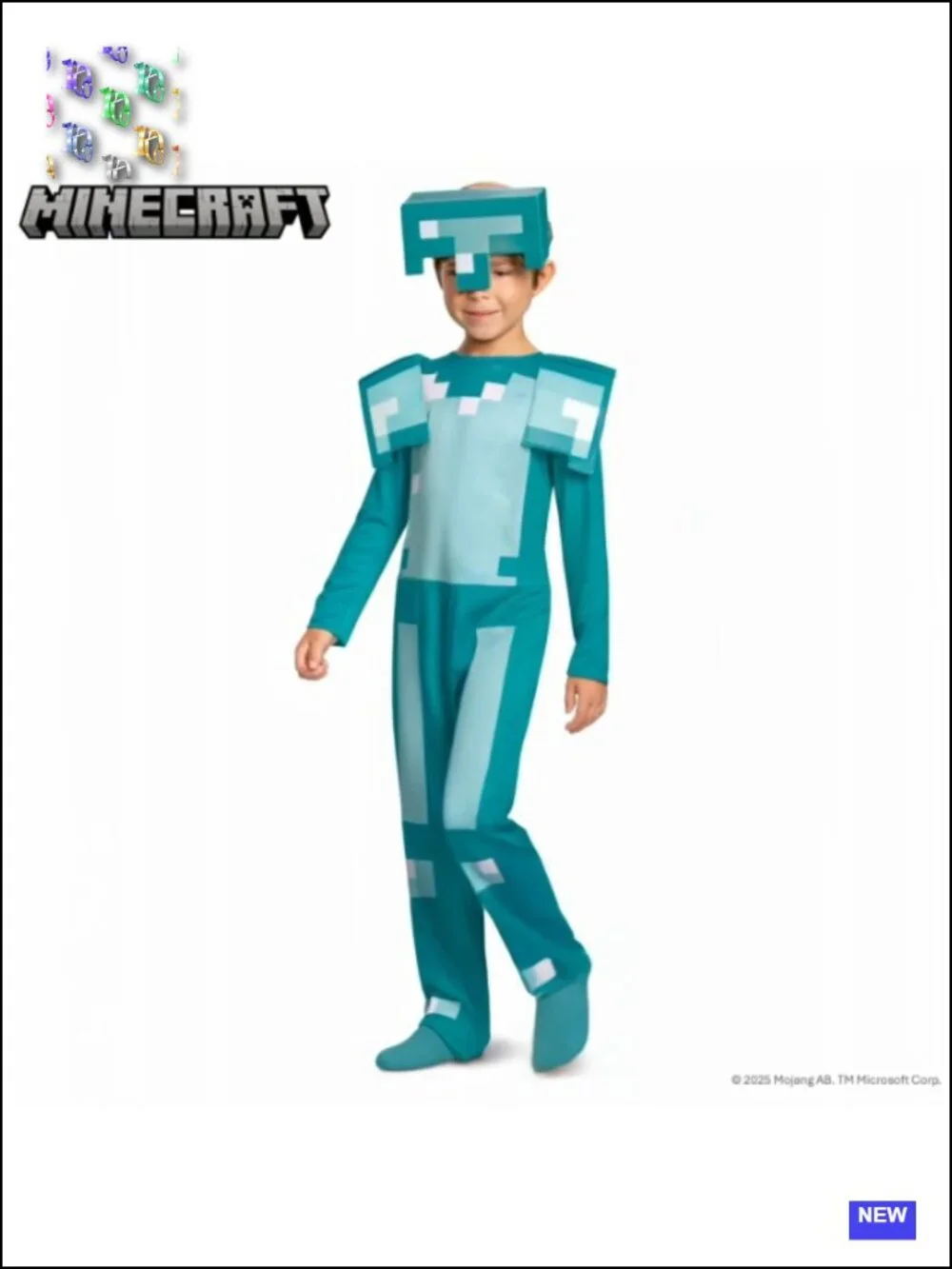 Minecraft Armor Costume Kids Halloween Cosplay Jumpsuit with Headpiece